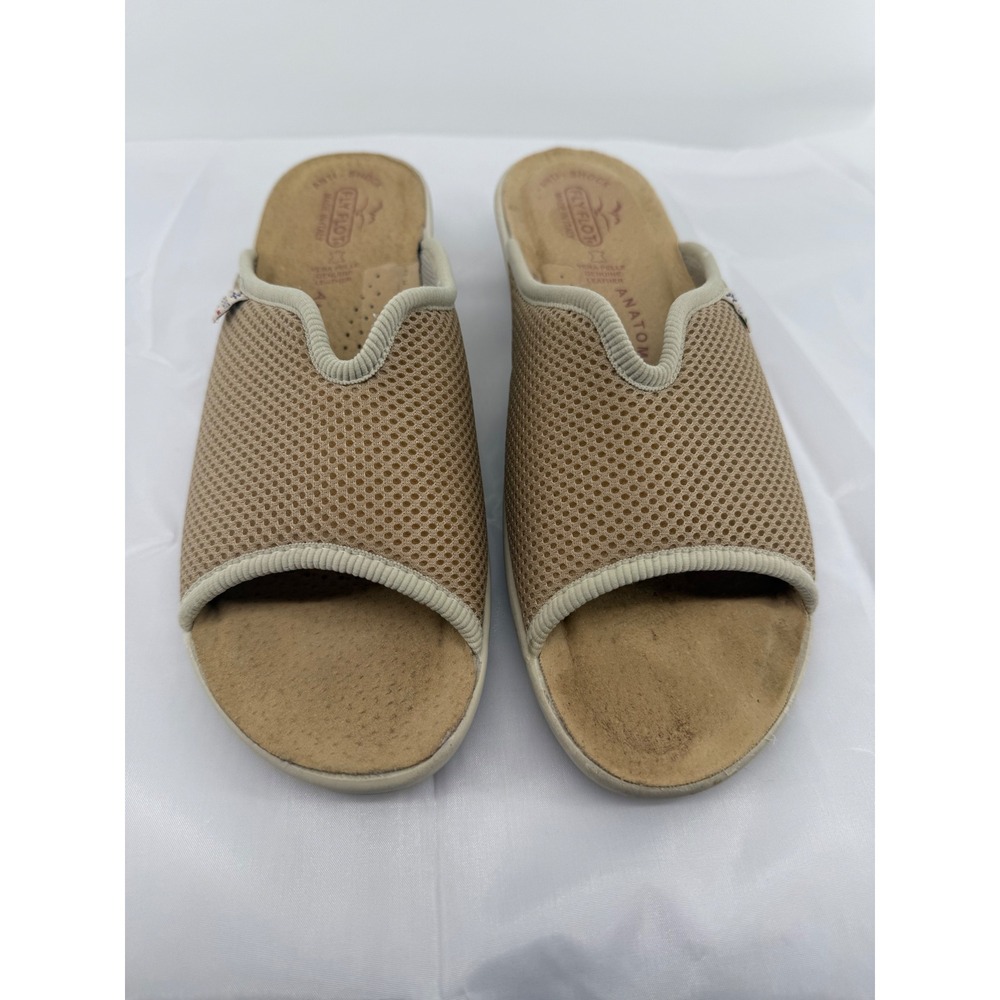 Fly Flot Anatomic Anti-Shock Tan Mesh Slide‎ Sandals Made in Italy Size 41